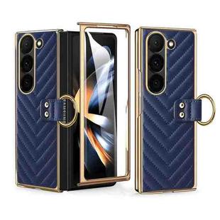 For Samsung Galaxy Z Fold6 VIETAO Dream Series Metal Ring Leather Phone Case(Blue)