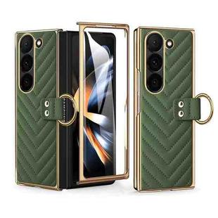 For Samsung Galaxy Z Fold6 VIETAO Dream Series Metal Ring Leather Phone Case(Green)