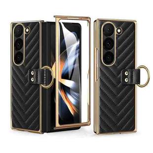 For Samsung Galaxy Z Fold6 VIETAO Dream Series Metal Ring Leather Phone Case(Black)