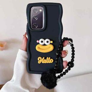 For Samsung Galaxy S20 FE Cartoon Sausage Mouth TPU Phone Case with Bead Chain(Black)