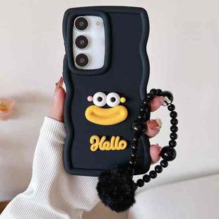For Samsung Galaxy S23+ 5G Cartoon Sausage Mouth TPU Phone Case with Bead Chain(Black)