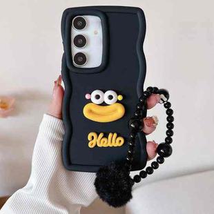 For Samsung Galaxy S23 FE 5G Cartoon Sausage Mouth TPU Phone Case with Bead Chain(Black)