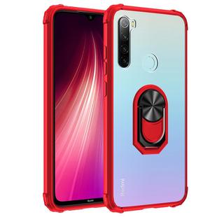 For Xiaomi Redmi Note 8 Shockproof Transparent TPU + Acrylic Protective Case with Ring Holder(Red)