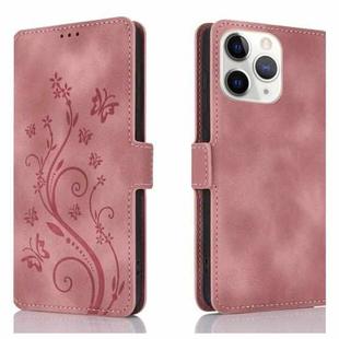 For iPhone 11 Pro Max Dreamy Butterfly Love Flower Embossed Leather Phone Case(Rose Gold)