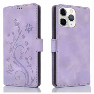 For iPhone 11 Pro Max Dreamy Butterfly Love Flower Embossed Leather Phone Case(Purple)