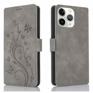 For iPhone 11 Pro Max Dreamy Butterfly Love Flower Embossed Leather Phone Case(Grey)