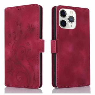 For iPhone 11 Pro Max Dreamy Butterfly Love Flower Embossed Leather Phone Case(Red)
