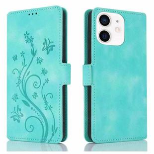 For iPhone 11 Dreamy Butterfly Love Flower Embossed Leather Phone Case(Green)