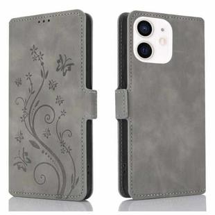 For iPhone 11 Dreamy Butterfly Love Flower Embossed Leather Phone Case(Grey)