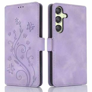 For Samsung Galaxy S23 FE 5G Dreamy Butterfly Love Flower Embossed Leather Phone Case(Purple)