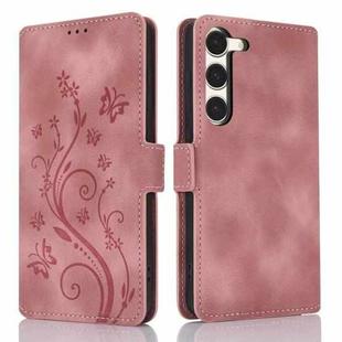 For Samsung Galaxy S23 5G Dreamy Butterfly Love Flower Embossed Leather Phone Case(Rose Gold)