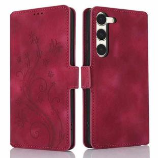 For Samsung Galaxy S23 5G Dreamy Butterfly Love Flower Embossed Leather Phone Case(Red)