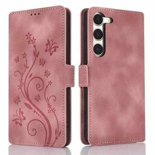 For Samsung Galaxy S23+ 5G Dreamy Butterfly Love Flower Embossed Leather Phone Case(Rose Gold)