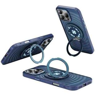 For iPhone 16 Pro Max Skin Ripples MagSafe Holder Phone Case(Sierra Blue)