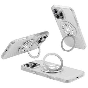 For iPhone 16 Pro Skin Ripples MagSafe Holder Phone Case(Transparent White)