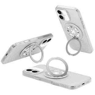 For iPhone 16 Skin Ripples MagSafe Holder Phone Case(Transparent White)