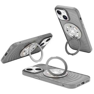 For iPhone 14 Skin Ripples MagSafe Holder Phone Case(Titanium Gray)