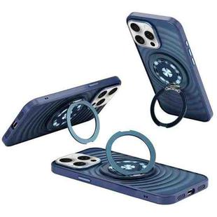 For iPhone 14 Pro Skin Ripples MagSafe Holder Phone Case(Sierra Blue)