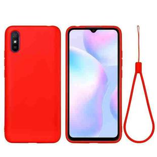 For Xiaomi Redmi 9A Pure Color Liquid Silicone Shockproof Full Coverage Case(Red)