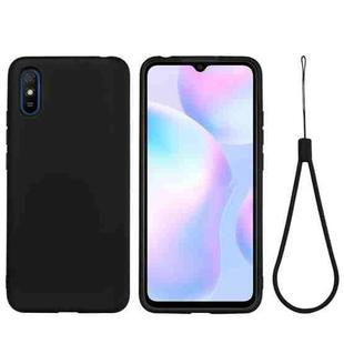 For Xiaomi Redmi 9A Pure Color Liquid Silicone Shockproof Full Coverage Case(Black)