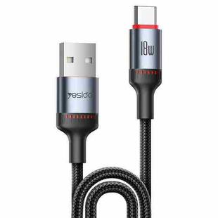 Yesido CA130C 18W 3A USB to USB-C / Type-C Charging Data Cable, Length: 2m(Black)