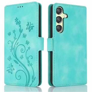 For Samsung Galaxy A54 5G Dreamy Butterfly Love Flower Embossed Leather Phone Case(Green)