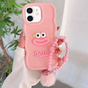 For iPhone 11 Cartoon Sausage Mouth TPU Phone Case with Bead Chain(Pink)