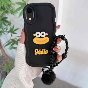 For iPhone XR Cartoon Sausage Mouth TPU Phone Case with Bead Chain(Black)