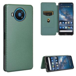 For Nokia 8.3 5G Carbon Fiber Texture Horizontal Flip TPU + PC + PU Leather Case with Card Slot(Green)