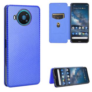 For Nokia 8.3 5G Carbon Fiber Texture Horizontal Flip TPU + PC + PU Leather Case with Card Slot(Blue)