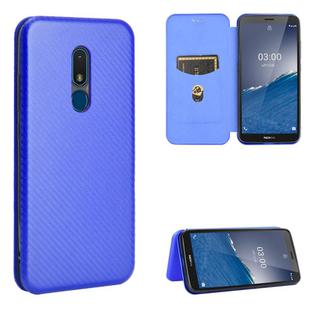 For Nokia C3 Carbon Fiber Texture Horizontal Flip TPU + PC + PU Leather Case with Card Slot(Blue)