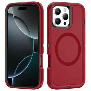 For iPhone 16 Pro Max Life Waterproof Rugged MagSafe Magnetic Phone Case(Red)