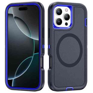 For iPhone 16 Pro Max Life Waterproof Rugged MagSafe Magnetic Phone Case(Dark Blue+Royal Blue)