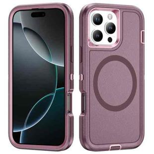 For iPhone 16 Pro Max Life Waterproof Rugged MagSafe Magnetic Phone Case(Purple+Pink)