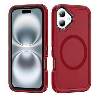 For iPhone 16 Plus Life Waterproof Rugged MagSafe Magnetic Phone Case(Red)