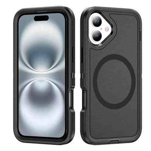 For iPhone 16 Plus Life Waterproof Rugged MagSafe Magnetic Phone Case(Black)