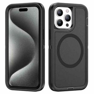 For iPhone 15 Pro Max Life Waterproof Rugged MagSafe Magnetic Phone Case(Black)