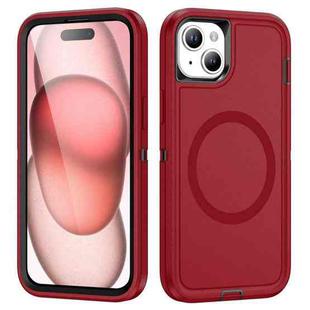 For iPhone 14 Plus / 15 Plus Life Waterproof Rugged MagSafe Magnetic Phone Case(Red)