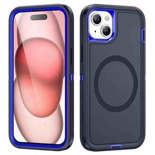 For iPhone 14 Plus / 15 Plus Life Waterproof Rugged MagSafe Magnetic Phone Case(Dark Blue+Royal Blue)