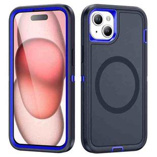 For iPhone 15 Life Waterproof Rugged MagSafe Magnetic Phone Case(Dark Blue+Royal Blue)