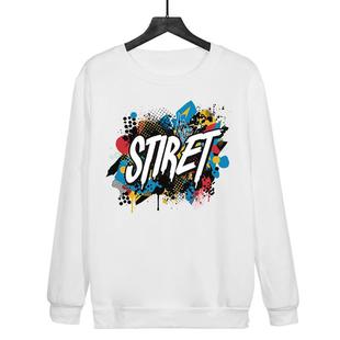 Alphabet Printed Casual Loose Round Neck Sweatshirt Print On Your Demand, Size:S(White)
