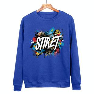 Alphabet Printed Casual Loose Round Neck Sweatshirt Print On Your Demand, Size:S(Blue)