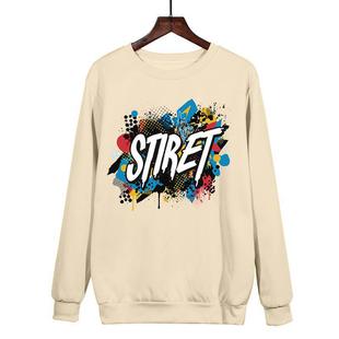 Alphabet Printed Casual Loose Round Neck Sweatshirt Print On Your Demand, Size:M(Khaki)