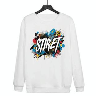 Alphabet Printed Casual Loose Round Neck Sweatshirt Print On Your Demand, Size:L(White)