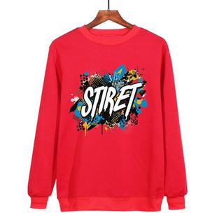 Alphabet Printed Casual Loose Round Neck Sweatshirt Print On Your Demand, Size:XL(Red)
