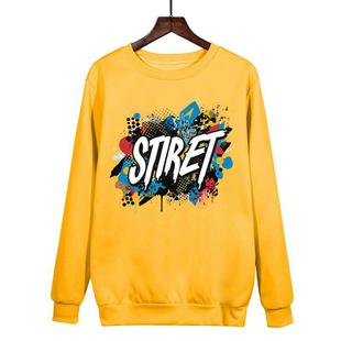 Alphabet Printed Casual Loose Round Neck Sweatshirt Print On Your Demand, Size:XXL(Yellow)