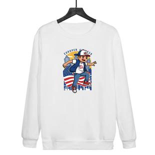 Boy Printed Casual Loose Round Neck Sweatshirt Print On Your Demand, Size:M(White)