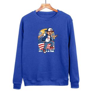 Boy Printed Casual Loose Round Neck Sweatshirt Print On Your Demand, Size:L(Blue)