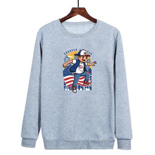 Boy Printed Casual Loose Round Neck Sweatshirt Print On Your Demand, Size:XL(Grey)