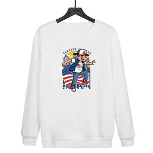 Boy Printed Casual Loose Round Neck Sweatshirt Print On Your Demand, Size:XXL(White)